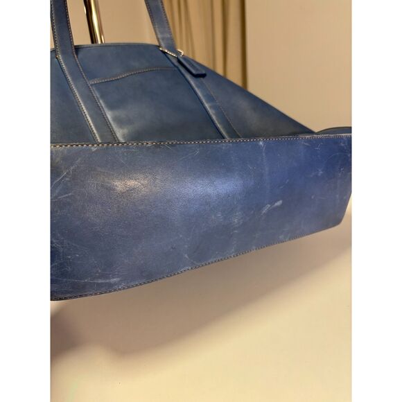 2003 Vintage Coach Leatherware Tote – Steel Blue & Cognac Leather - Picture 6 of 13